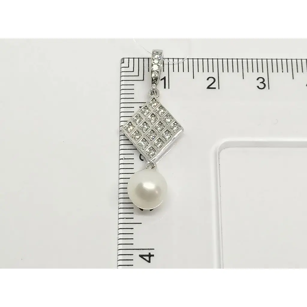 Срібна підвіска Qvaliz з перлами і фіанітами. П00126 - фото 4