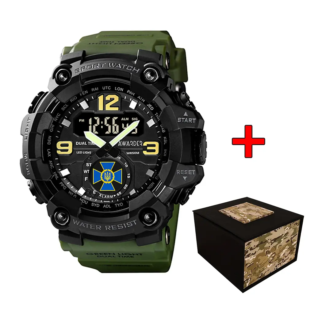 Чоловічий наручний годинник 004 СБУ Army Green-Black Awarder acs0032004