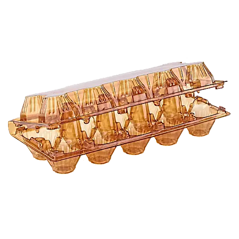 Упаковка для курячих яєць , 10 комірок, 50 шт, форма прямокутна, колір коричневий, ПЕТ для зберігання і транспортування - фото 3