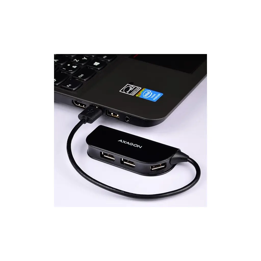 Концентратор AXAGON USB 2.0 to 4xUSB 2.0 0.2m black (HUE-X4B) - фото 4