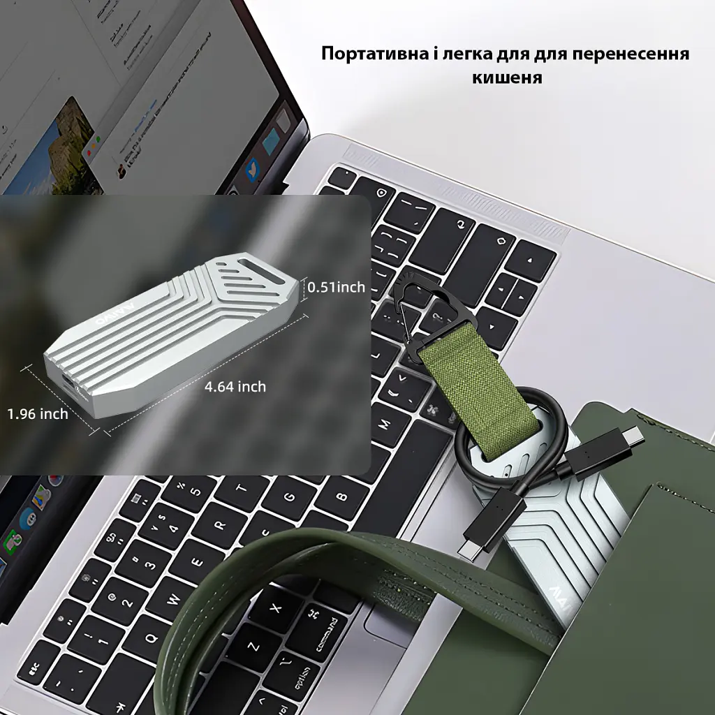 Кишеня зовнішня Maiwo M.2 SSD NVMe 2280 ч-з USB4.0 Type-C 40Gbps (K1695) - фото 7