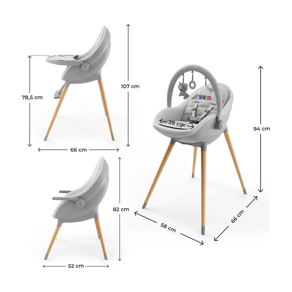 Стілець для годування Kinderkraft 2 в 1 Fini Up Grey (5902533930111) - фото 8