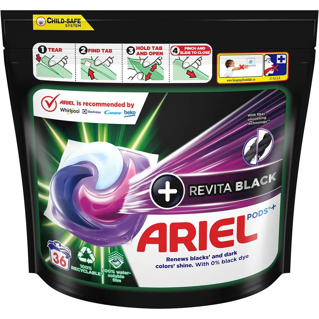 Капсули для прання Ariel Pods All-in-1 Revitablack 36 шт. - фото 2