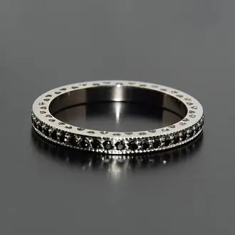 Каблучка з білого золота з сердечками K-0100