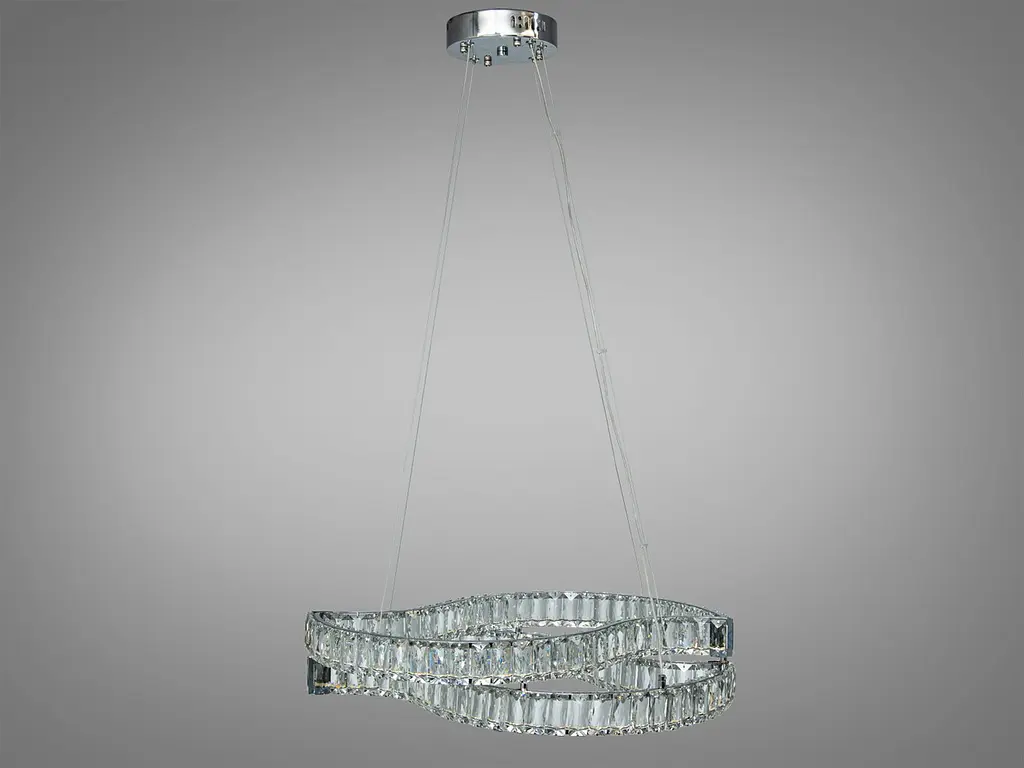 Сучасна підвісна LED-люстра з кришталем Diasha D8920/600x400CH, 86W, хром, 58×40 см - фото 5