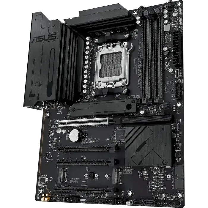Материнська плата Asus AM5 X870 MAX Gaming WIFI7, X870, 4xDDR5, Int.Video (CPU), 4xSATA3, 3xM.2, 1xPCI-E 5.0 x16, 2xPCI-E 4.0 x16, 1xPCI-E 3.0 x16, Realtek 7.1, Realtek 2.5Gb, WiFi 7, Bluetooth 5.4, HDMI/2xType-C, ATX - фото 4