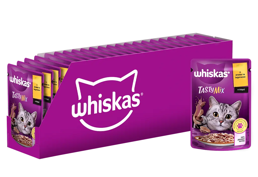 Влажный корм для кошек Whiskas TastyMix с ягненком и индейкой 2.38 кг (28 шт. х 85 г) - фото 3