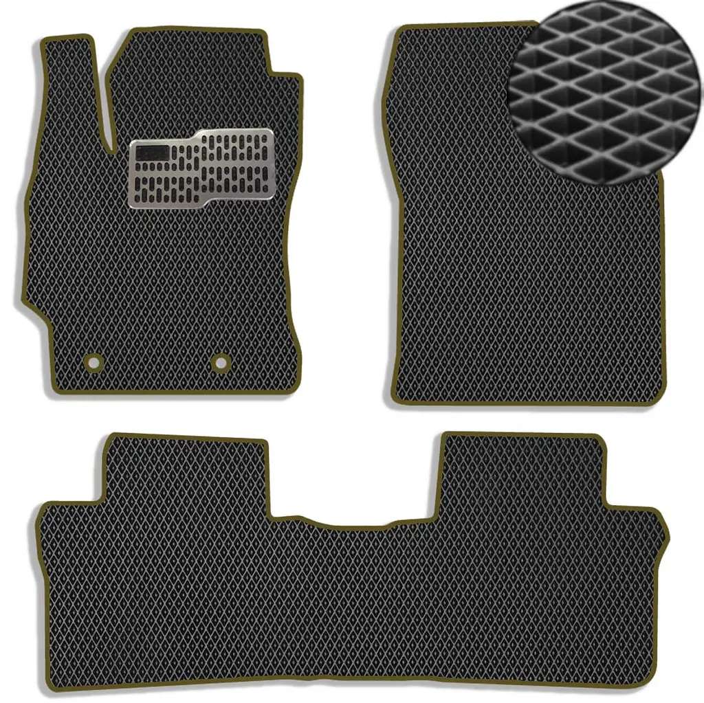 Килимки у салон EVA для Toyota Corolla Е160 / E170 2013-2018 з підп'ятником Чорні-Коричневий кант 5 шт