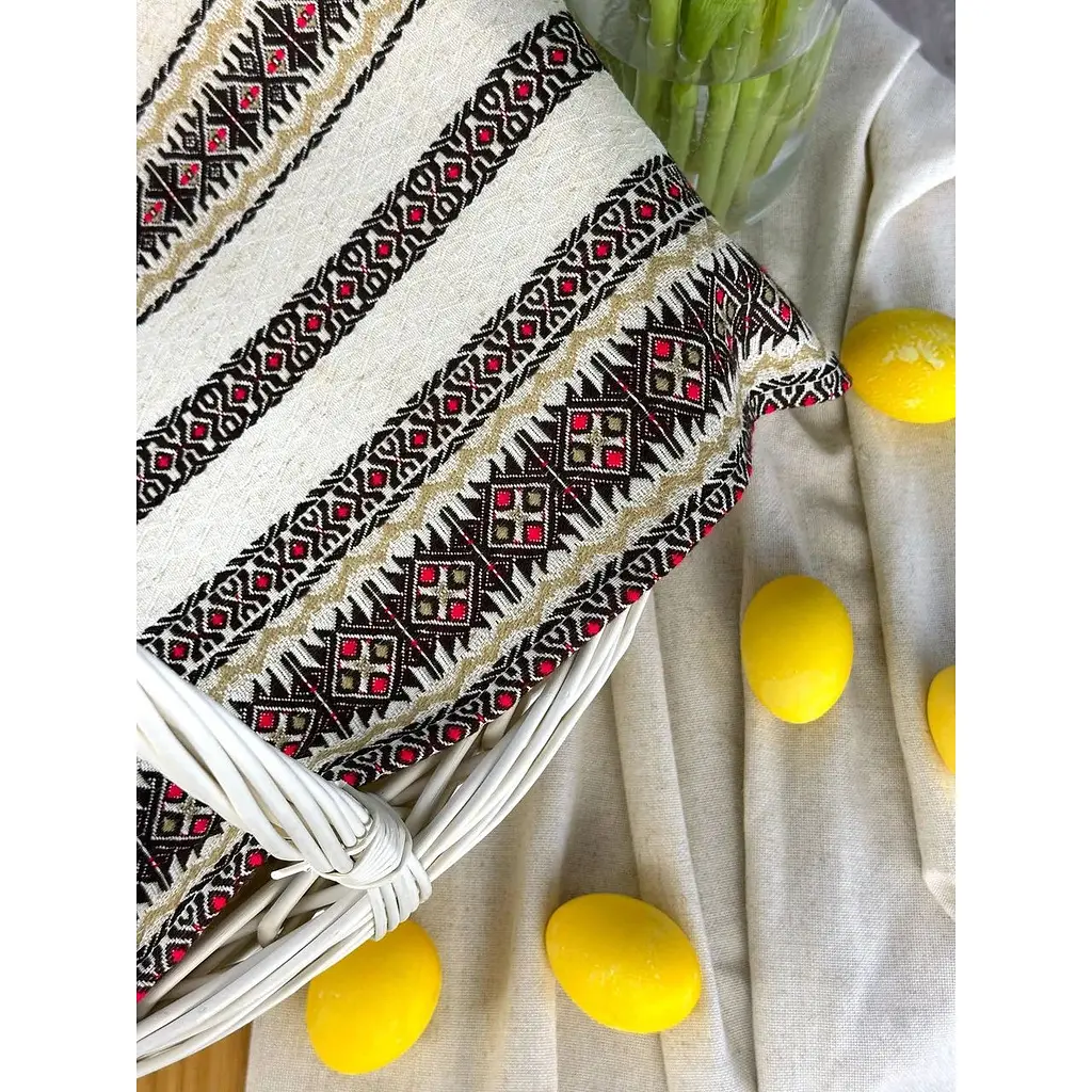 Пасхальное полотенце льняное для корзины Святогор 70х30 см Красный - фото 3