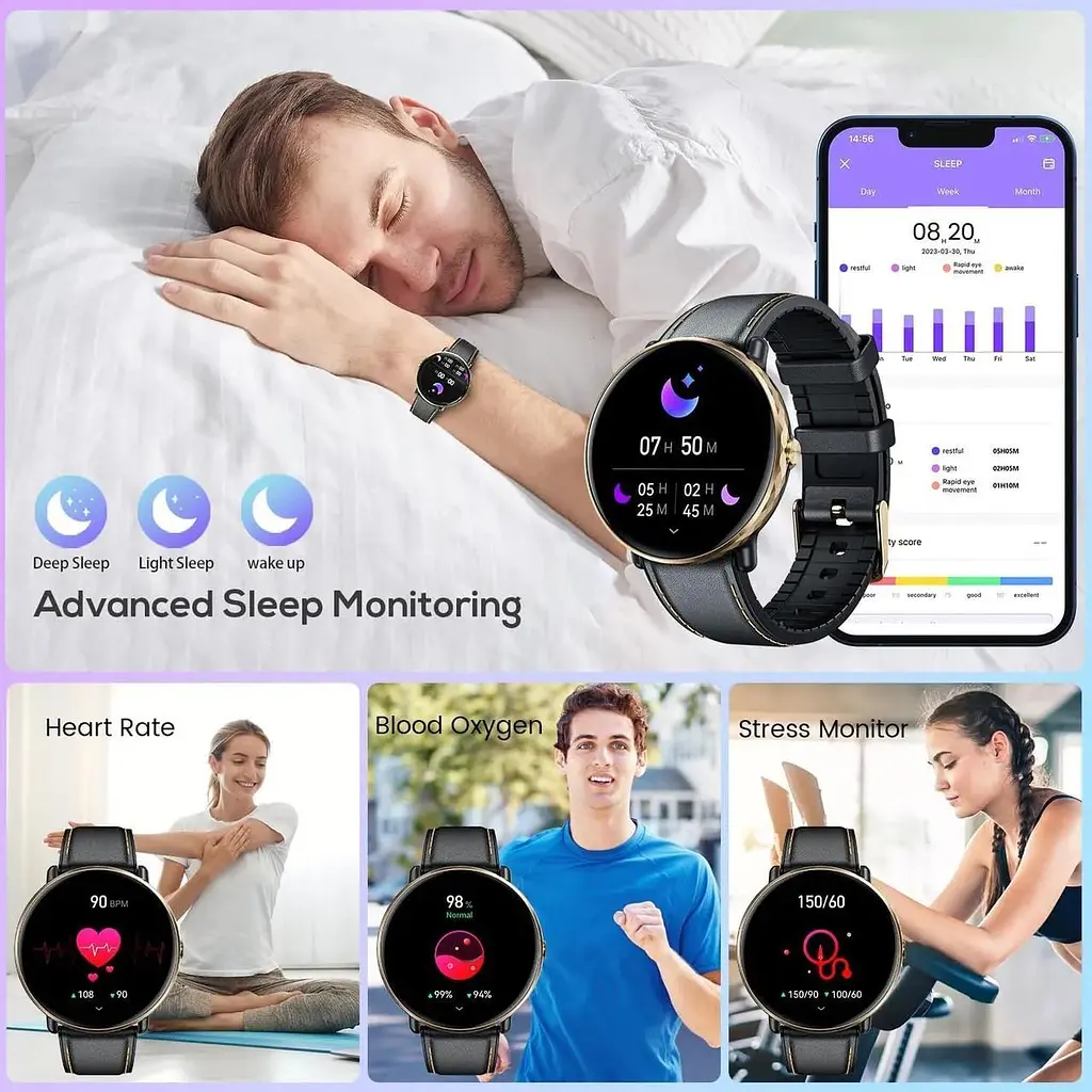 Розумний годинник для чоловіків і жінок з Bluetooth-дзвінком: 1.43" AMOLED-екран сумісний з Android - фото 4