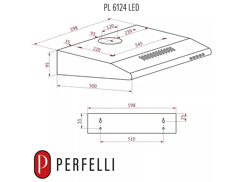 Вытяжка Perfelli PL 6124 BR LED - фото 2