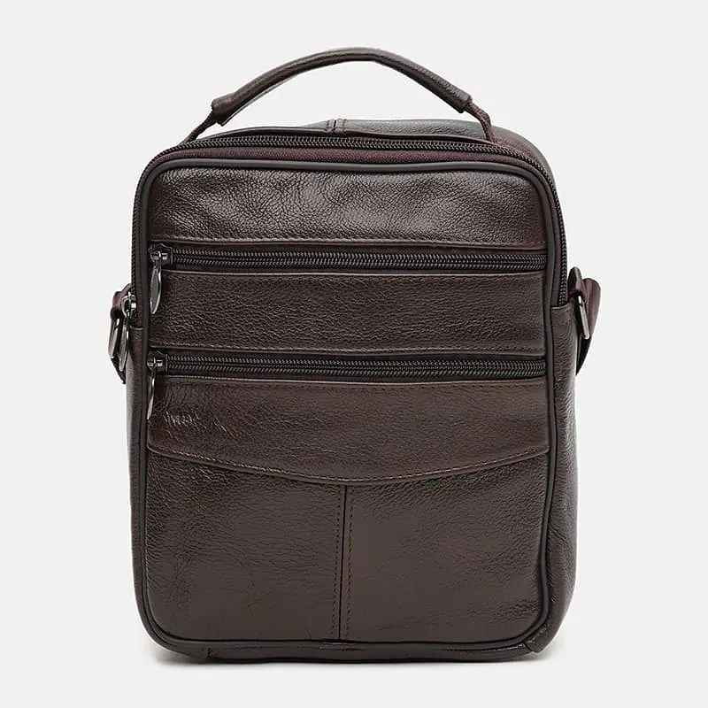Чоловіча сумка Borsa Leather K12314br 23x19x7 см Коричневий (40175) - фото 2