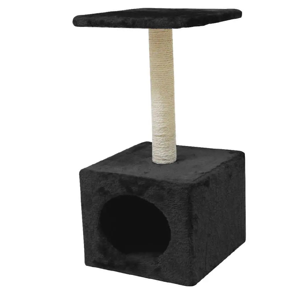 Дряпка-будиночок для котів Croci Hamburg Black стовпчик на підставці, 30×30×55 см