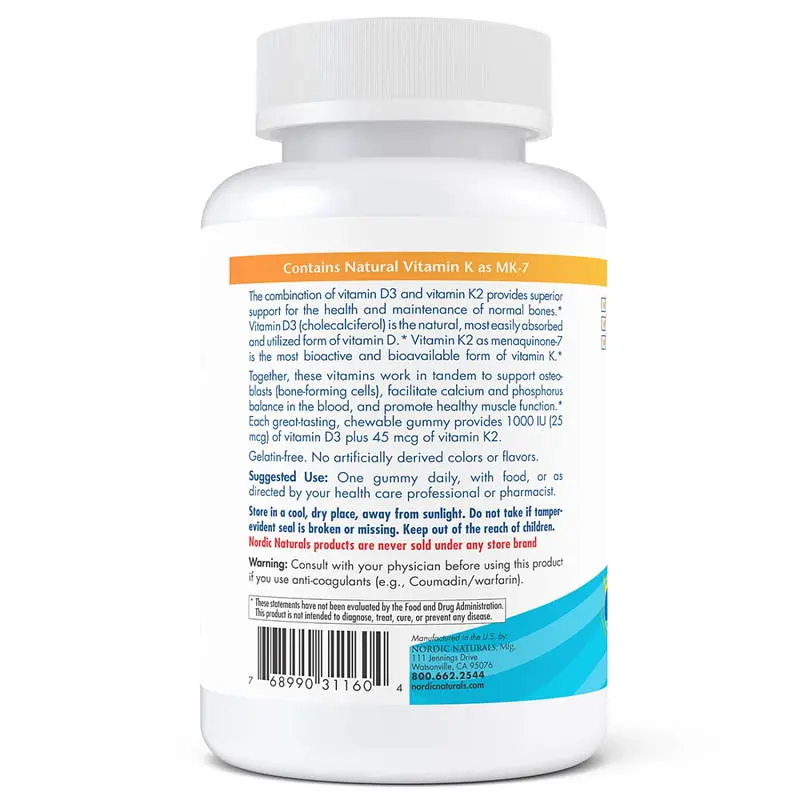 Вітаміни та мінерали Vitamin D3+K2 Gummies, 60 желеєк Nordic Naturals fit0019772 - фото 2