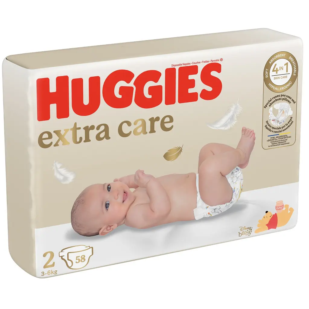 Підгузки Huggies Extra Care 2 (3-6 кг) 58 шт. (5029053578071) - фото 3