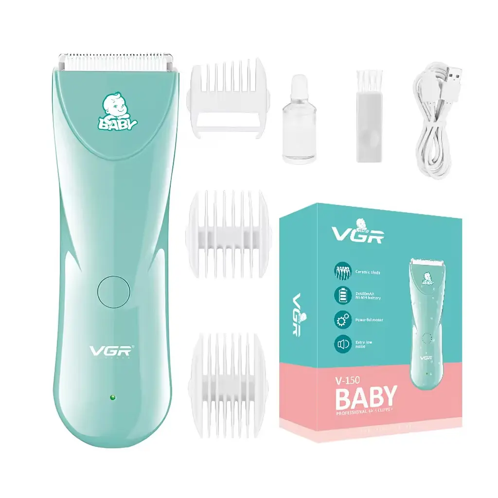 Машинка для стрижки дітей VGR V-150 Baby акумуляторна 3 насадки IPX7 800mAh 5W Blue - фото 2