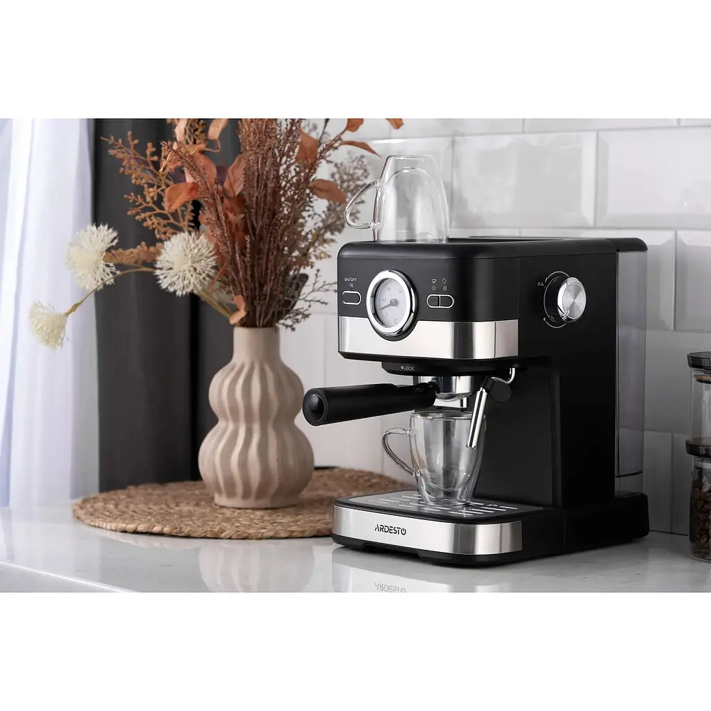 Кавоварка Ardesto рожкова 1.5л мелена чорно-срібляста - фото 7