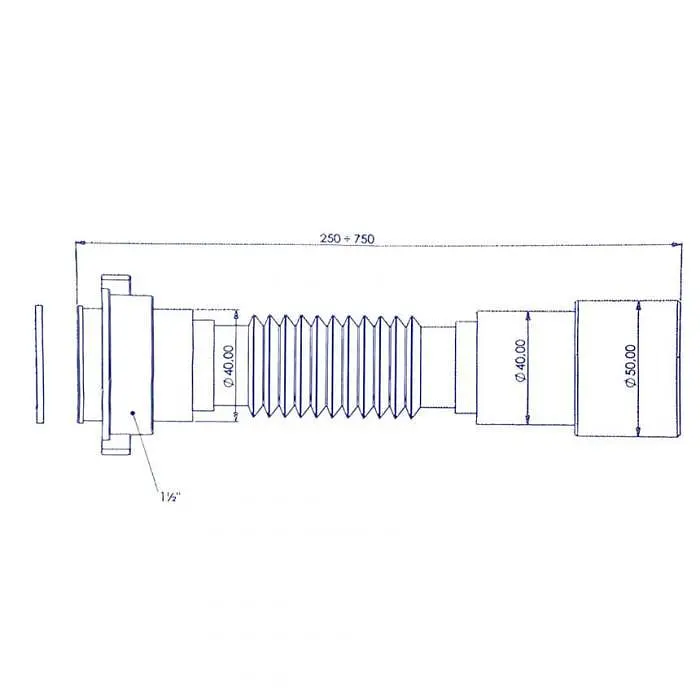 Гнучка труба для сифона Bakimay PL 1301 ⌀ 40х40/50 мм 250-750 мм 30412 - фото 2