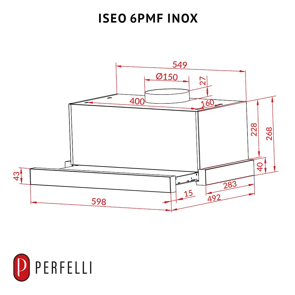 Витяжка телескопічна PERFELLI ISEO 6PMF INOX - фото 13