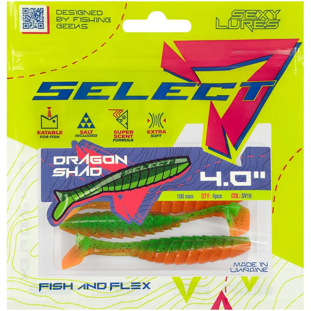 Силікон Select Dragon Shad 4" SV19 (4 шт/уп) - фото 2