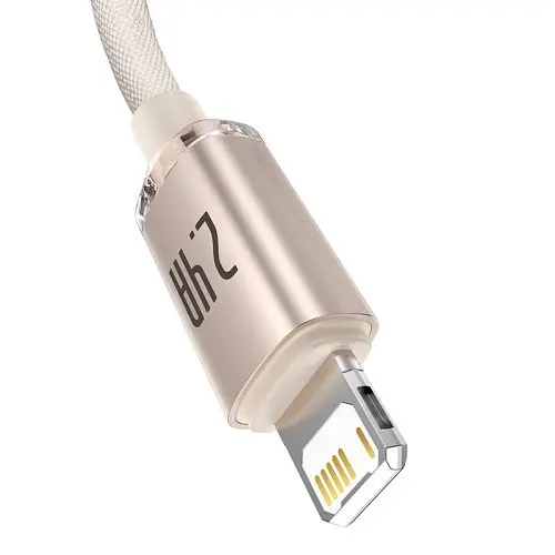 USB кабель Baseus Crystal Shine Series Fast Charging Data Cable USB to iP 2.4A 1.2m рожевий CAJY001104 - фото 3