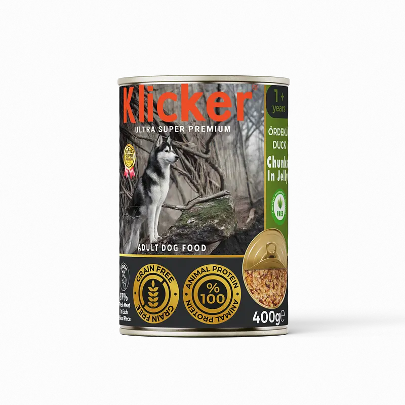 Вологий корм Klicker для дорослих собак шматочки КАЧКИ в желе 400г.