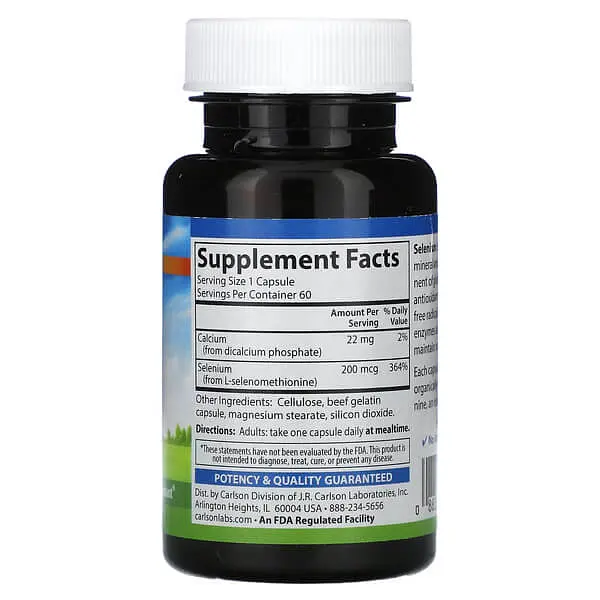 Селен Selenium 200 mcg 60 Capsules Carlson vit0004971 - фото 2
