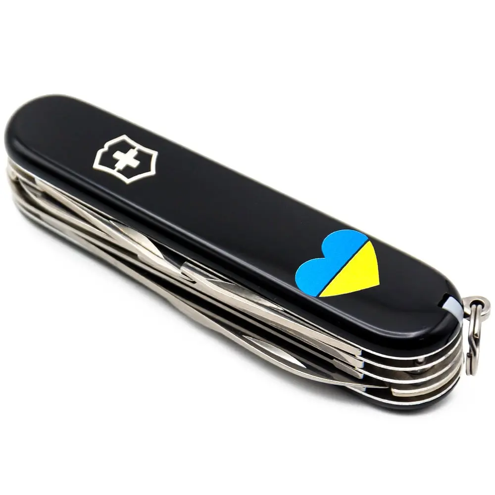 Ніж Victorinox Huntsman Ukraine 91мм 15функ чорн/Серце синьо-жовте - фото 5