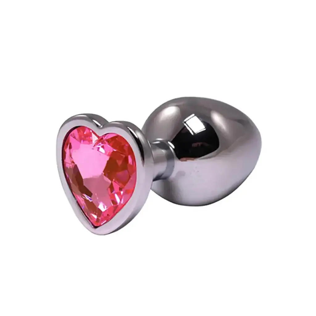 Анальна пробка Fantasy Silver Butt Plug Heart-Shaped M 8 см (рожевий) - фото 4