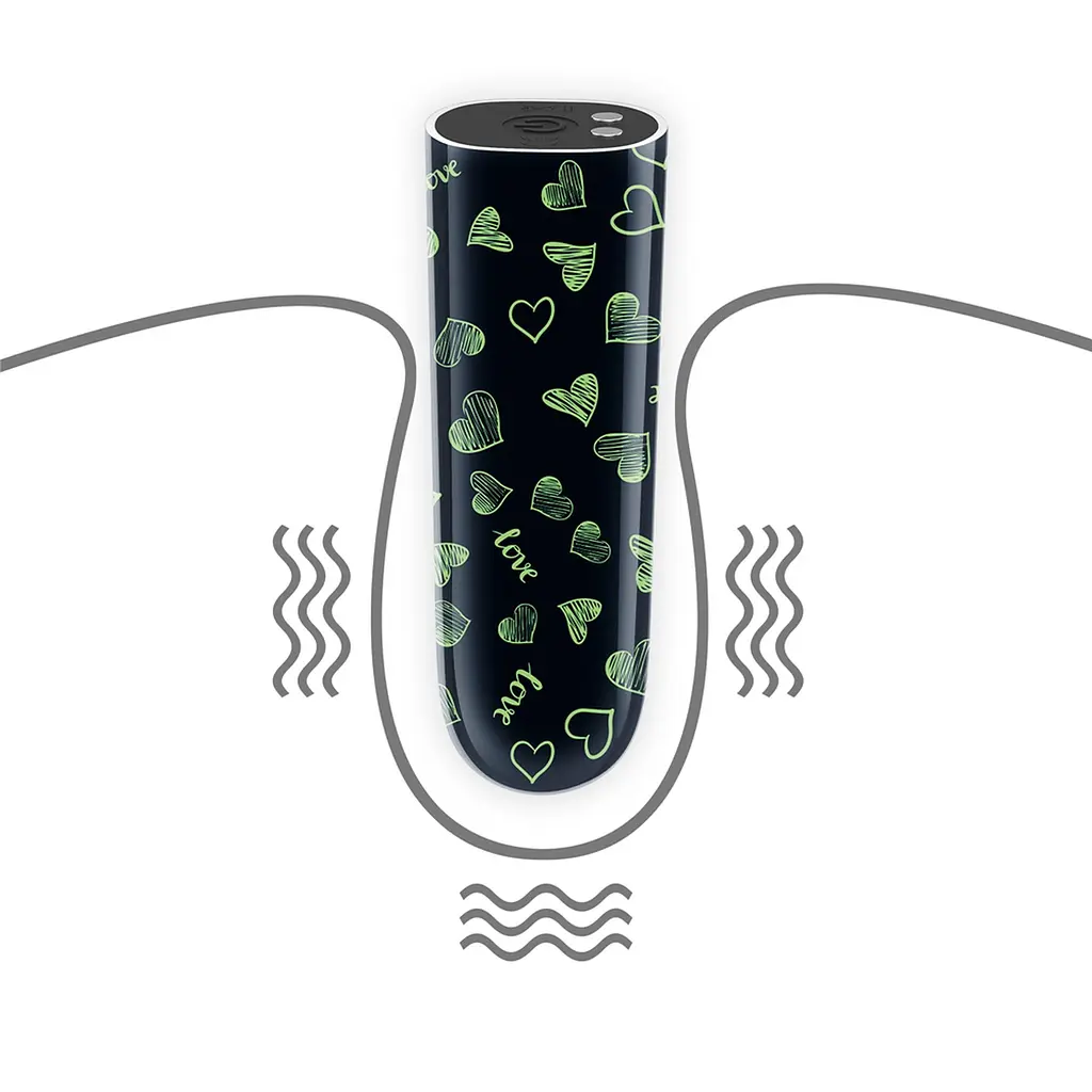 Вібратор для клітора Lovetoy Heart Massager Glow In The Dark 8.5 см чорний - фото 6