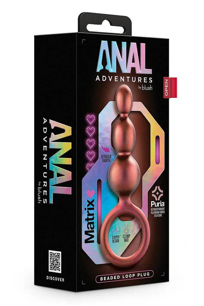 Анальна пробка Anal Adventures Matrix Beaded Loop Plug 14 см (жовтогарячий) - фото 5