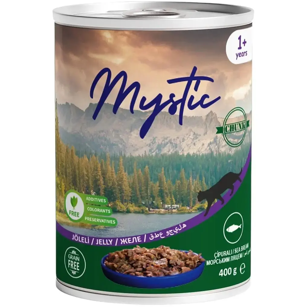 Вологий корм для котів Mystic шматочки морського ляща в желе 400 г (609096)