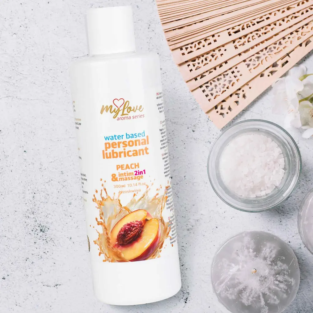 Универсальный лубрикант и массажный гель MyLove Aroma Series Intim&Massage Peach 300 мл - фото 3