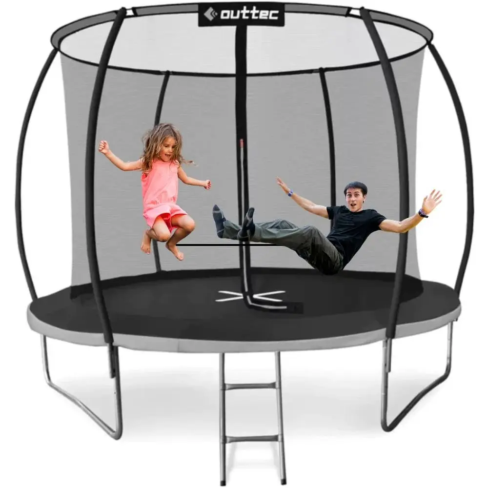 Батут Outtec Premium 12ft з внутрішньою сіткою 374 см чорно-сірий - фото 2