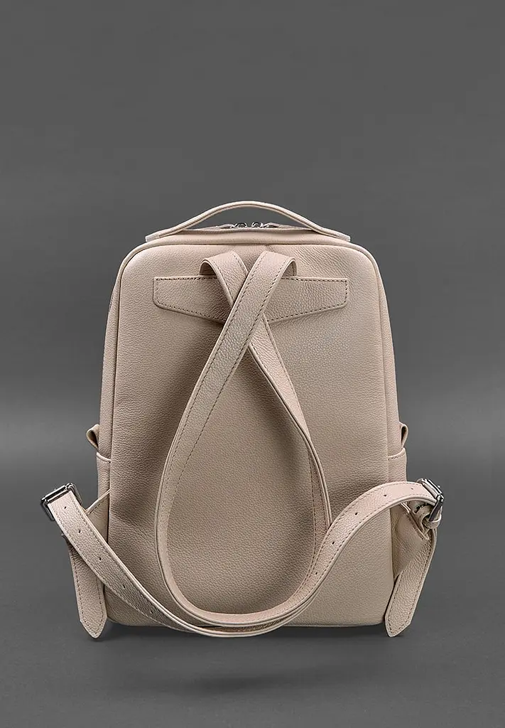 Кожаный женский городской рюкзак на молнии Cooper светло-бежевый флотарь - фото 5