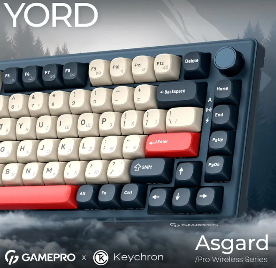 Клавіатура ігрова механічна GamePro MK-266-BL Asgard Yord Keychron Super Red Switch Bluetooth 5.2/2.4 ГГц/USB Blue - фото 4