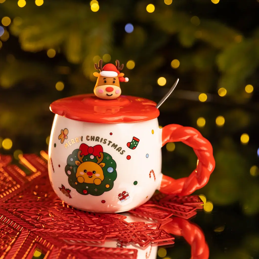 Чашка порцелянова Rudolph the Reindeer 400 мл з кришкою  FM-CS-20A - фото 3