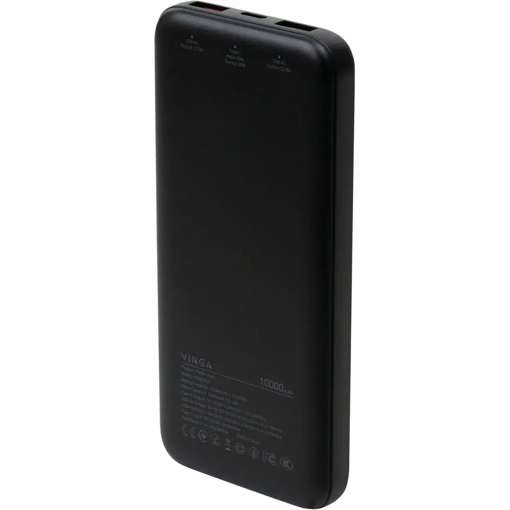 Батарея універсальна Vinga 10000 mAh 22.5W Display Black (VPBB1022) - фото 3