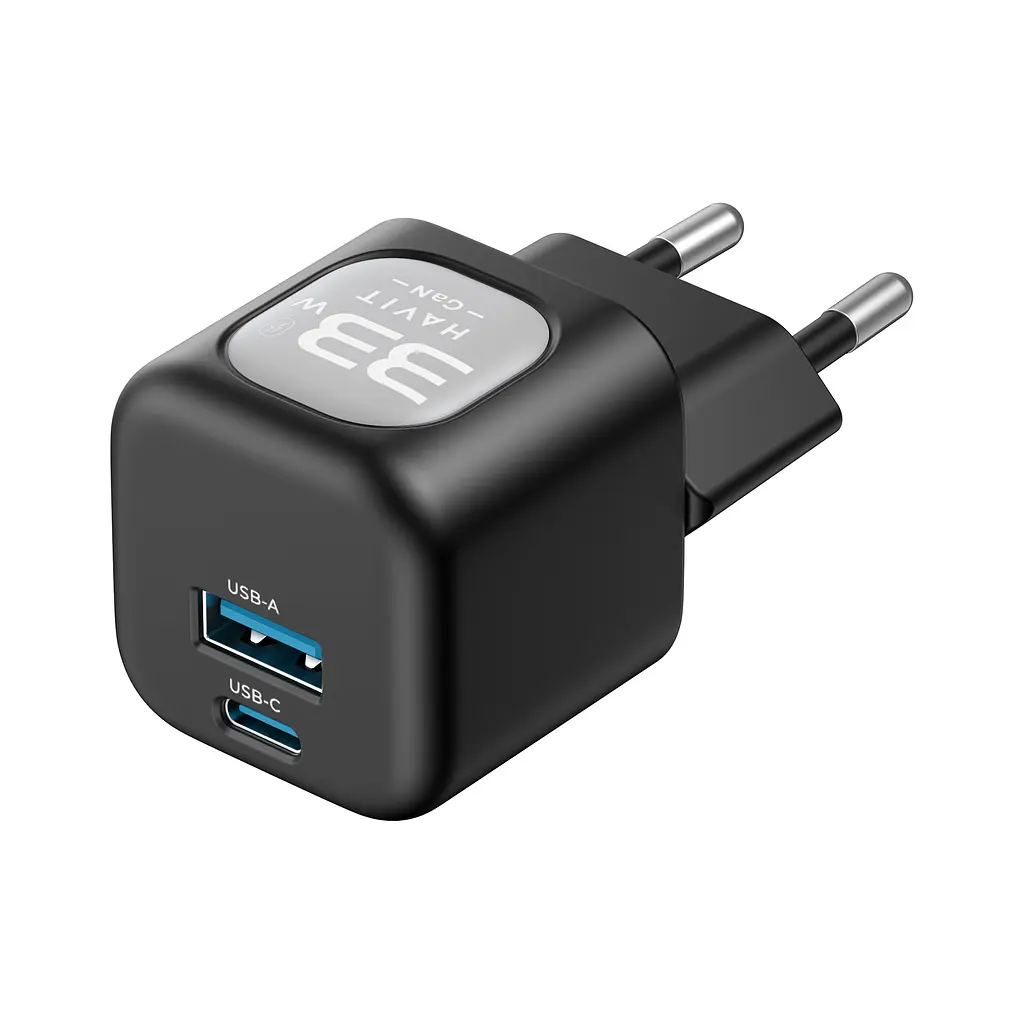 Зарядний пристрій HAVIT HV-UC230 GaN 33W USB-A+USB-C Black HAVIT (28442-000) - фото 5