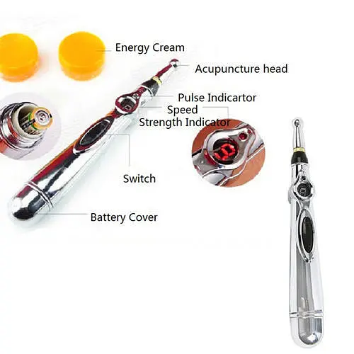 Акупунктурний масажер ручка для фізіотерапії обличчя та тіла Meridian Energy Pen сталевий - фото 5