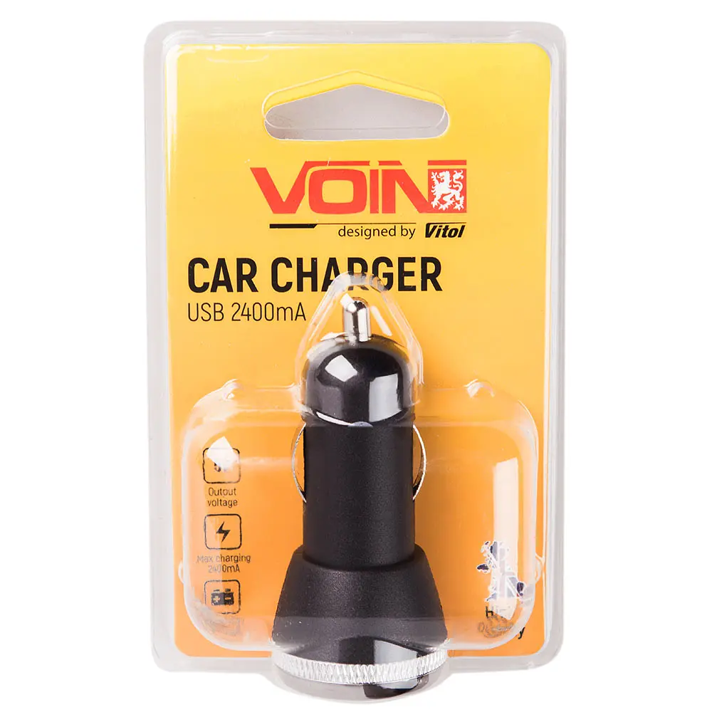 Автомобільний зарядний пристрій Voin 2USB 12/24V - 5V 2.4A (C-2402BK) - фото 3