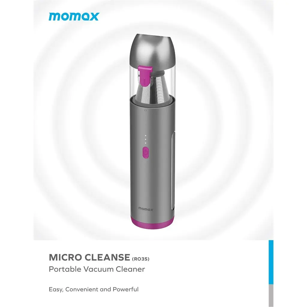 Автомобільний пилосос MOMAX Micro Cleanse RO3E рожевий/сірий [173805] - фото 4