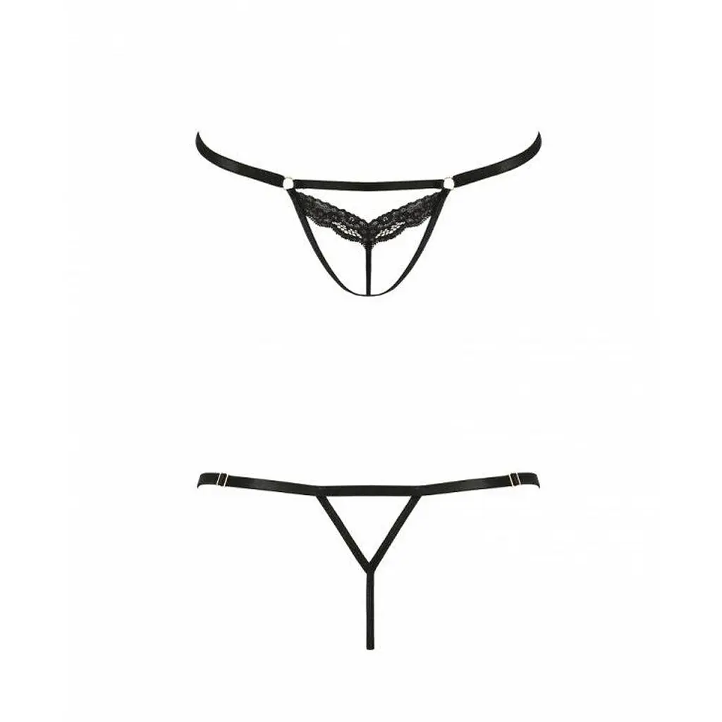 Откровенные трусики-стрепы с кружевом SOLON THONG black - Passion Exclusive L/XL - фото 5