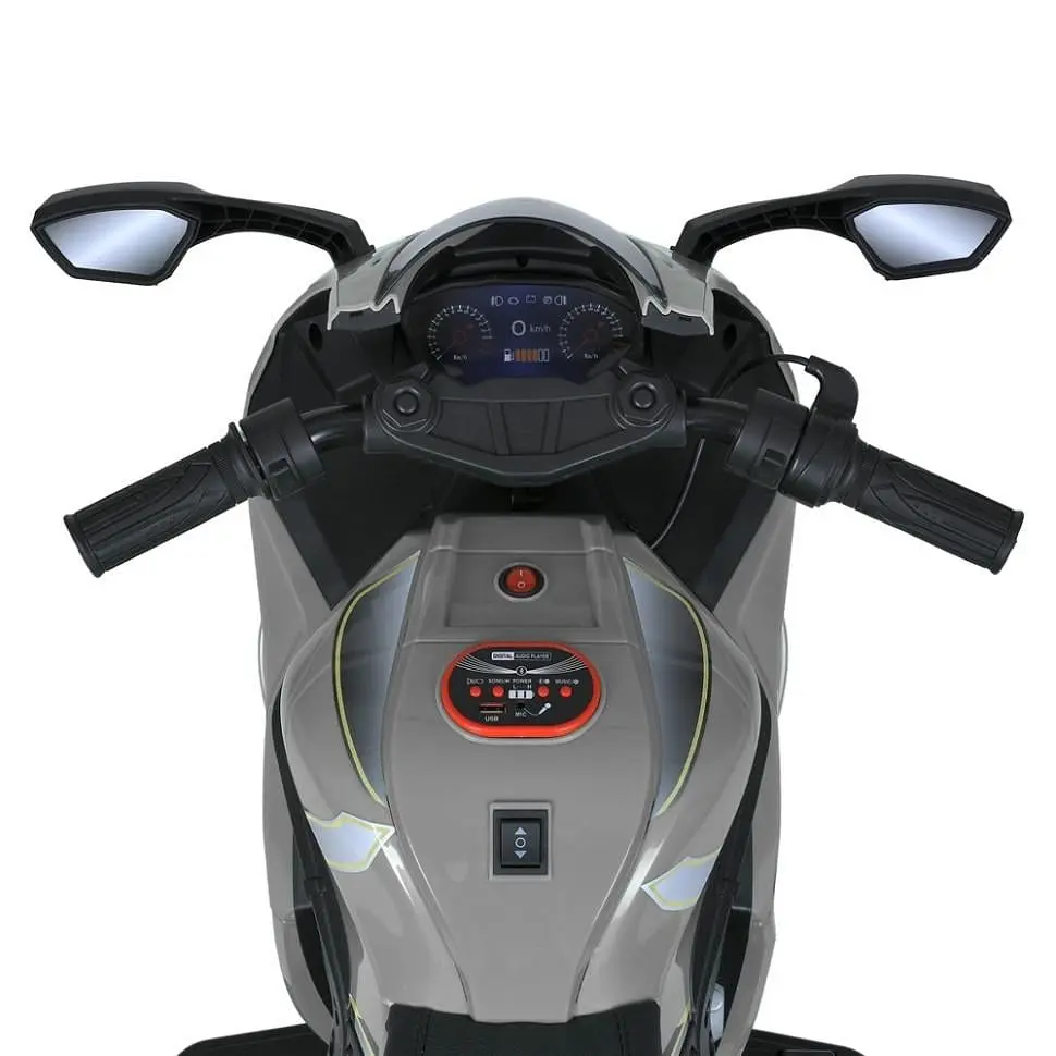 Дитячий електричний мотоцикл Bambi Racer 12V одномісний до 30 кг Сірий (DE-169-E-1058) - фото 4