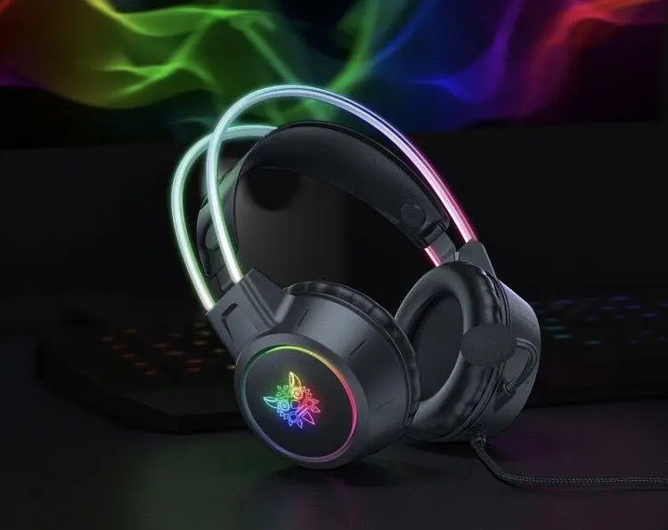 Игровые проводные наушники Onikuma X15 Pro с выдвижным микрофоном, шумоподавлением и LED подсветкой Черный - фото 4