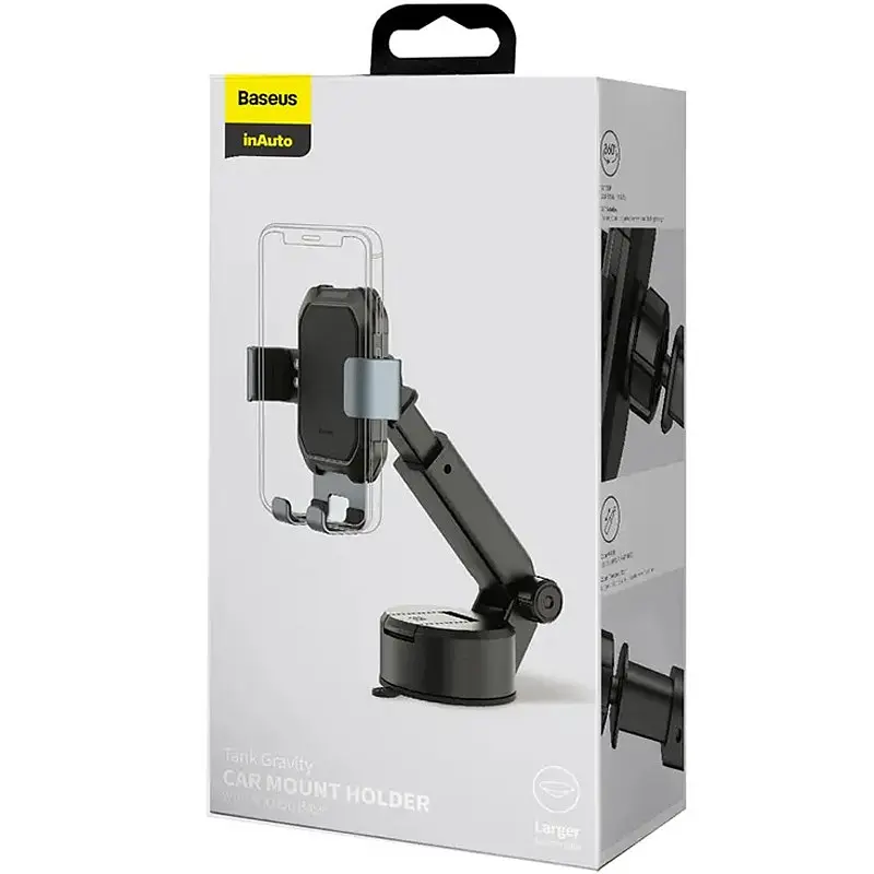 Автомобільний утримувач холдер Baseus Tank Gravity Car Mount Holder SUYL-TK01 Black - фото 2