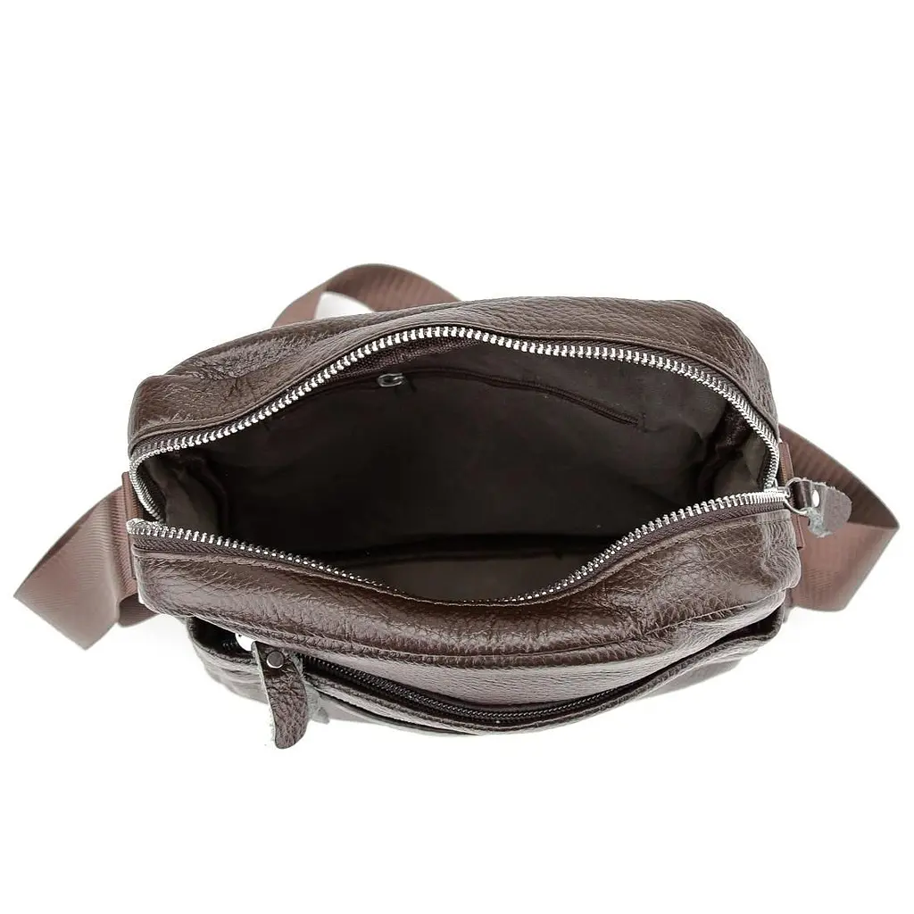 Шкіряний маленький чоловічий месенджер коричневий Tiding Bag M56-0187C - фото 2