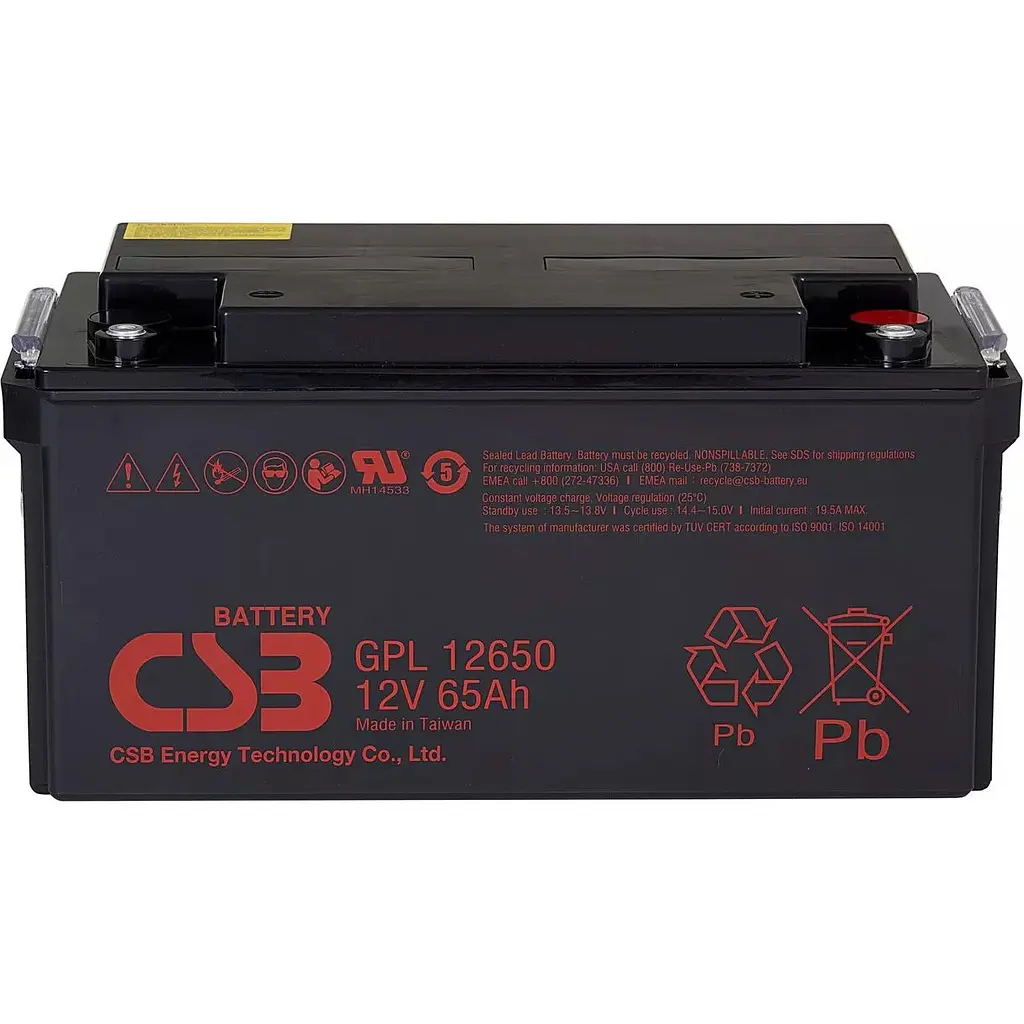 Акумулятор CSB AGM 12V (12V/65Ah/780Wh) (GPL12650) [154017] - фото 2