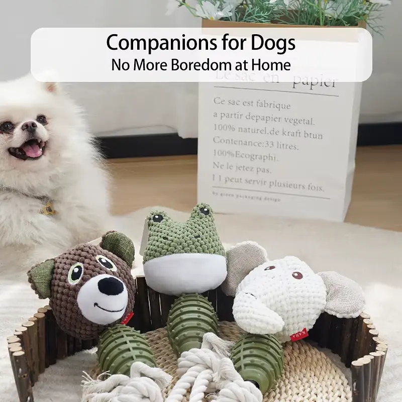 М'яка іграшка для собак Derby Bear Shape TPR + Rope Dog Toy - фото 4
