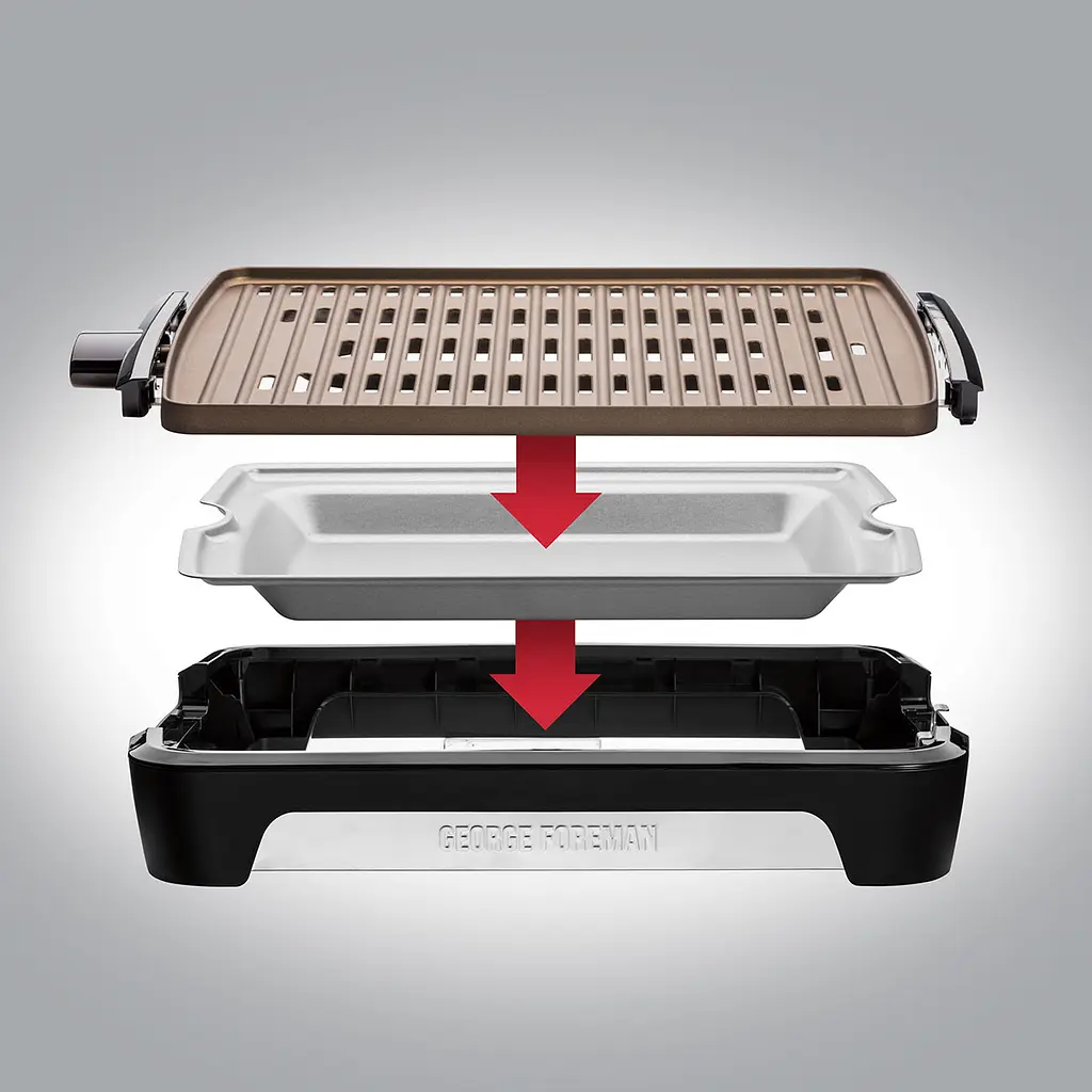 Гриль George Foreman 25850-56 Smokeless BBQ Grill 1606 Вт титанное напыление пластин черный (25850-56) - фото 3